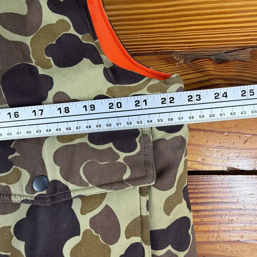 Vtg Duck Camo 80s/90's Puffer Vest Reversible Orange Insulated Sz M Thick/Heavy